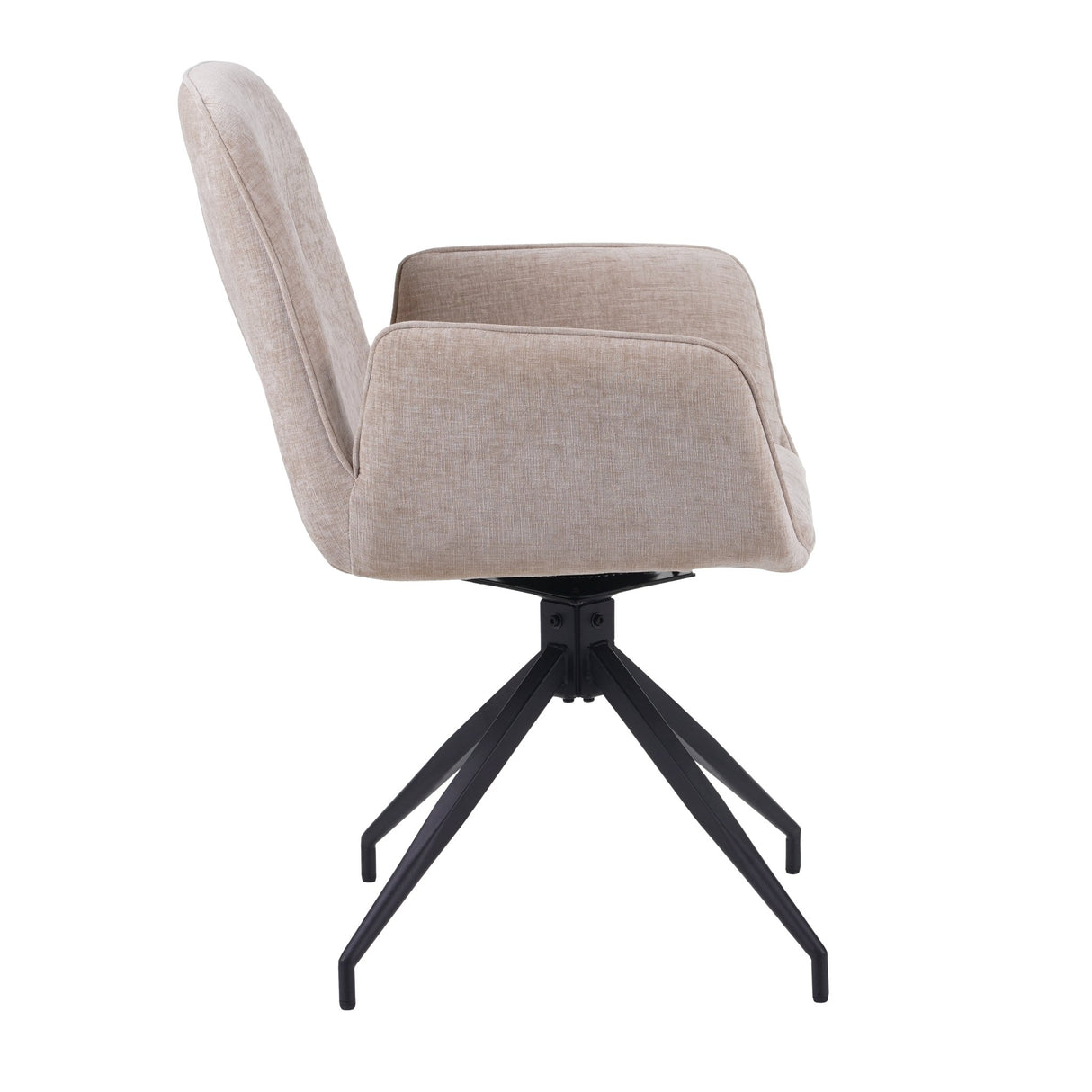 Rotatable Dining Chair Nela Chenille Beige - With Armrests