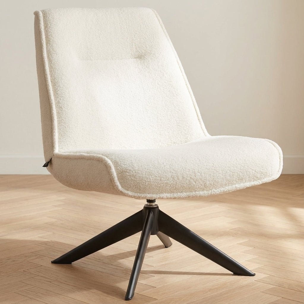 Draaibare fauteuil Marijn teddy naturel sfeerfoto in modern interieur