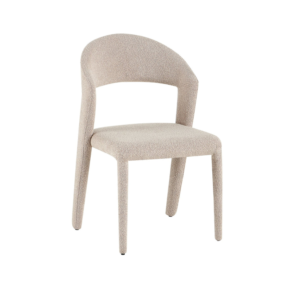 Dining room chairs-Dining room chair sand color bouclé Yumi - Japandi - fully upholstered-Dimehouse