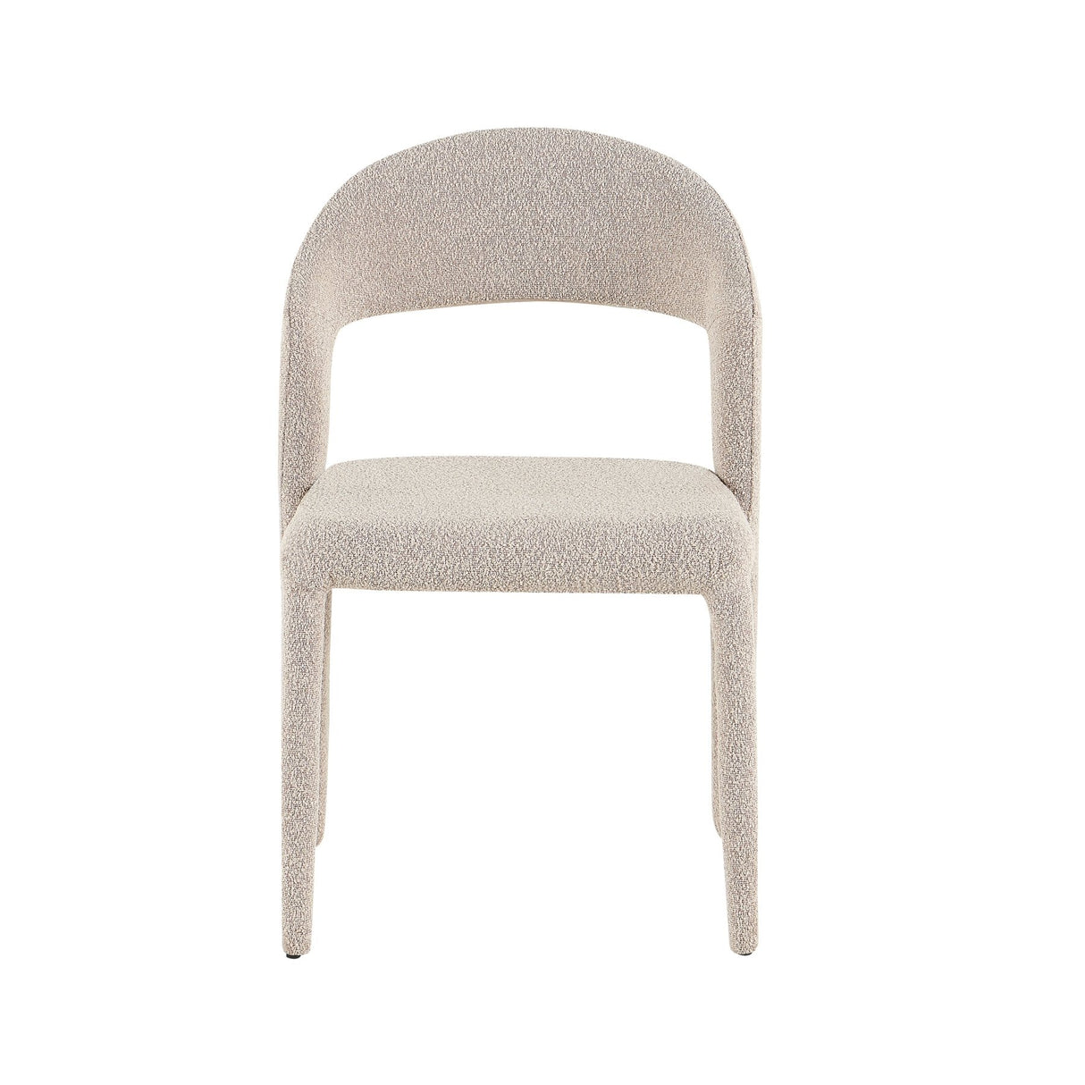 Dining room chairs-Dining room chair sand color bouclé Yumi - Japandi - fully upholstered-Dimehouse