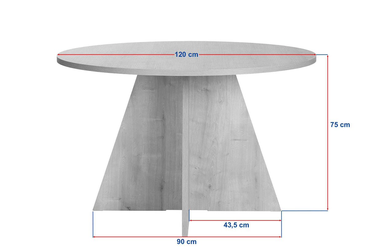 Round Dining Table Mary in Pine-Look Melamine – 125 cm