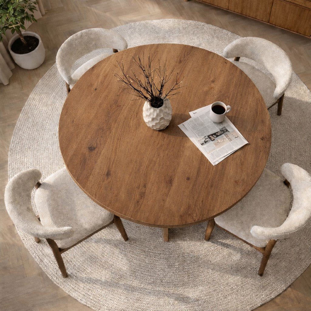 Round Dining Table Mary in Pine-Look Melamine – 125 cm