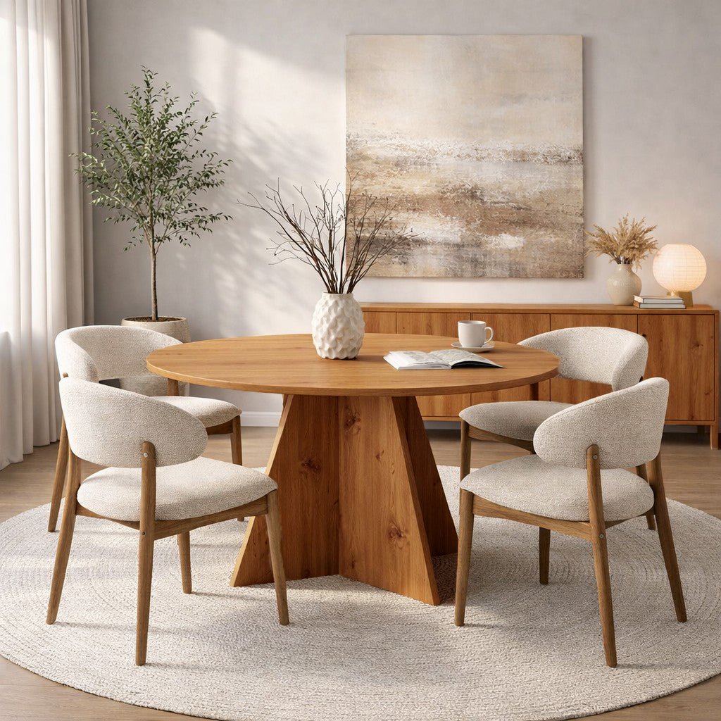 Round Dining Table Mary in Pine-Look Melamine – 125 cm