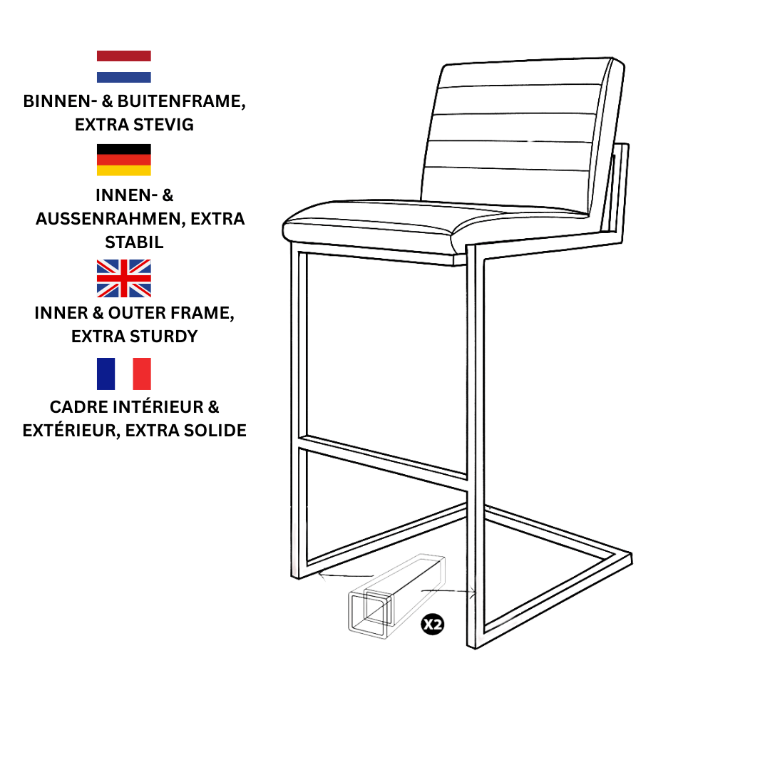 Industrial High Bar Stool Kuba Black PU - 78 cm Seat Height - Without Arms