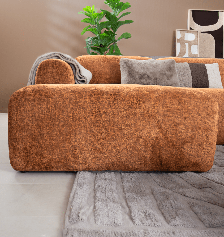 Banken-U-bank oker chenille stof - 342x165 cm - Shane-Dimehouse