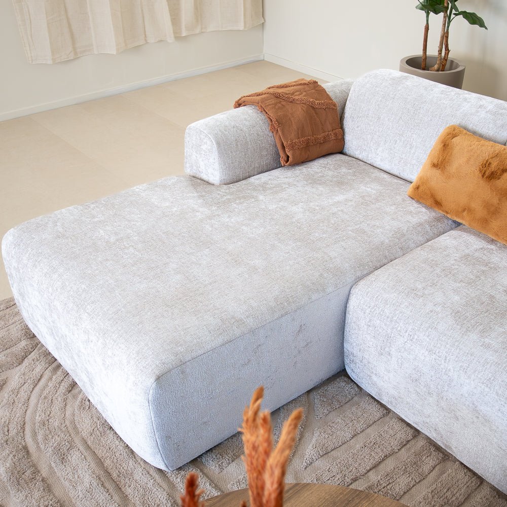Banken-Hoekbank beige chenille stof - 272x170 cm - Shane - links-Dimehouse