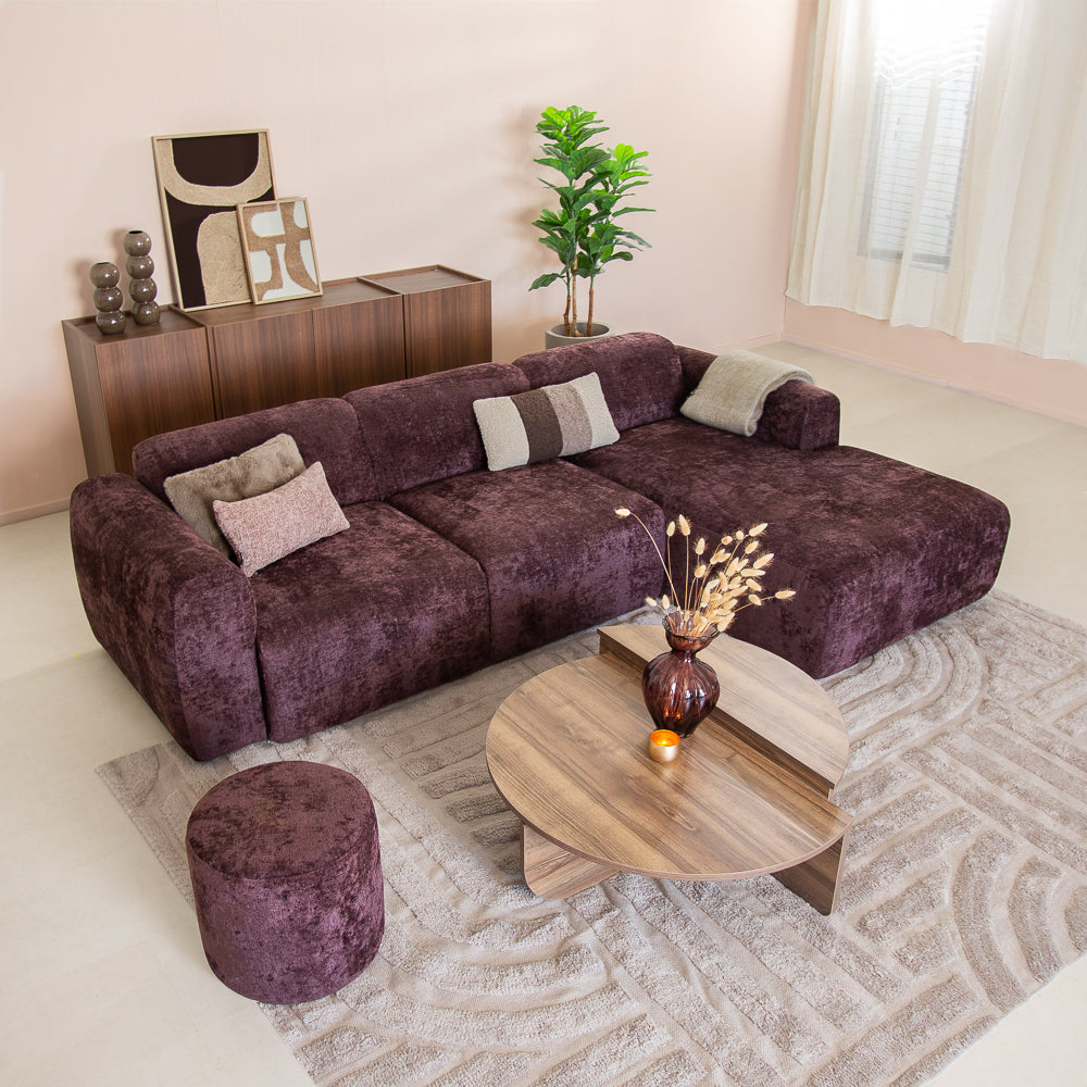Corner sofa purple chenille fabric - 292x169 cm - Shane - right