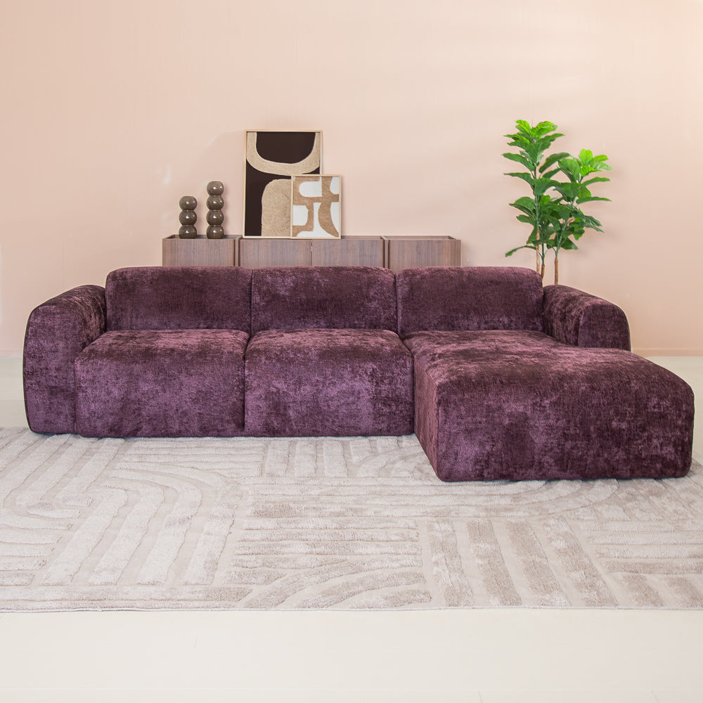 Corner sofa purple chenille fabric - 292x169 cm - Shane - right