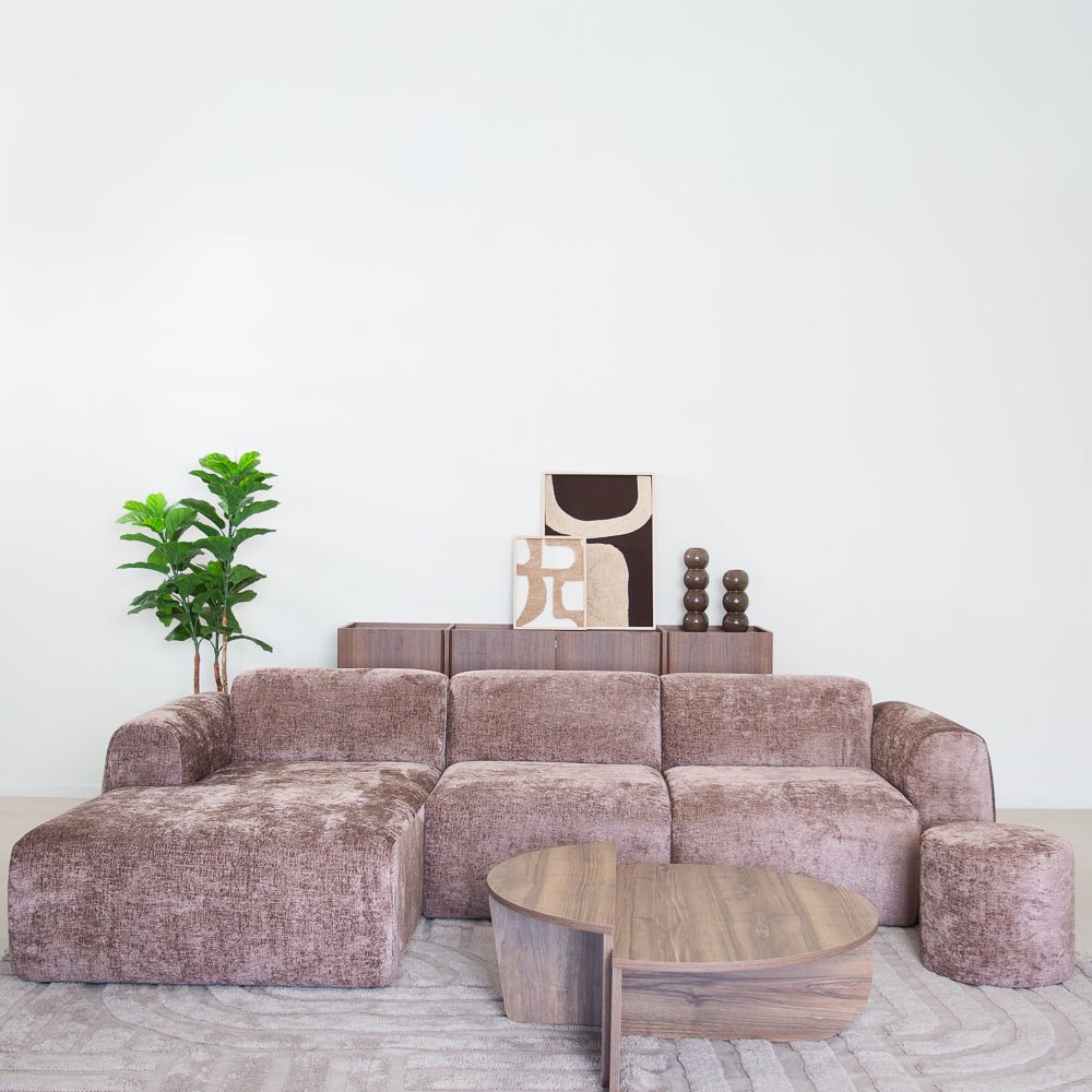 Banken-Hoekbank taupe chenille stof - 272x170 cm - Shane - links-Dimehouse