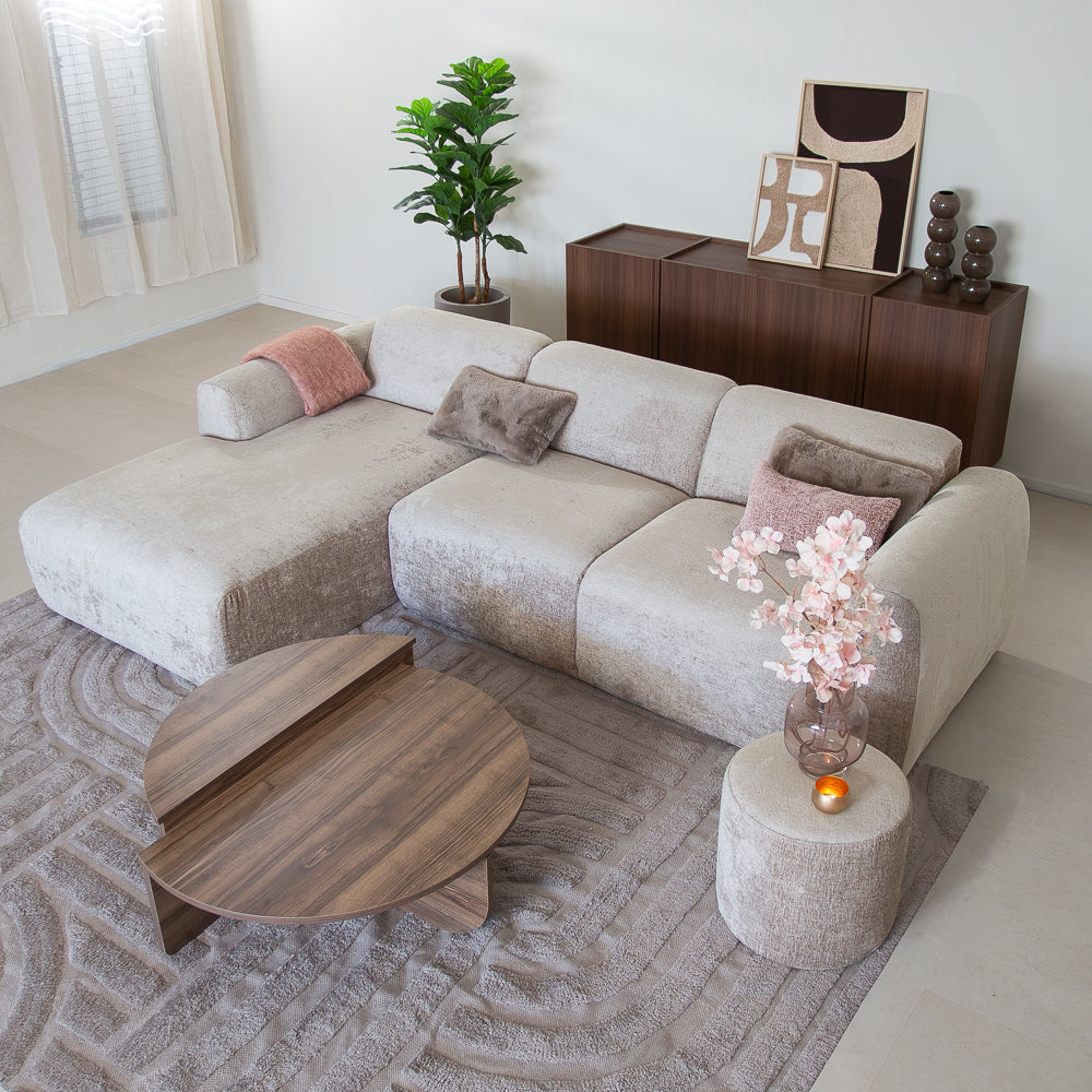 Corner sofa sand chenille fabric - 292x169 cm - Shane - left