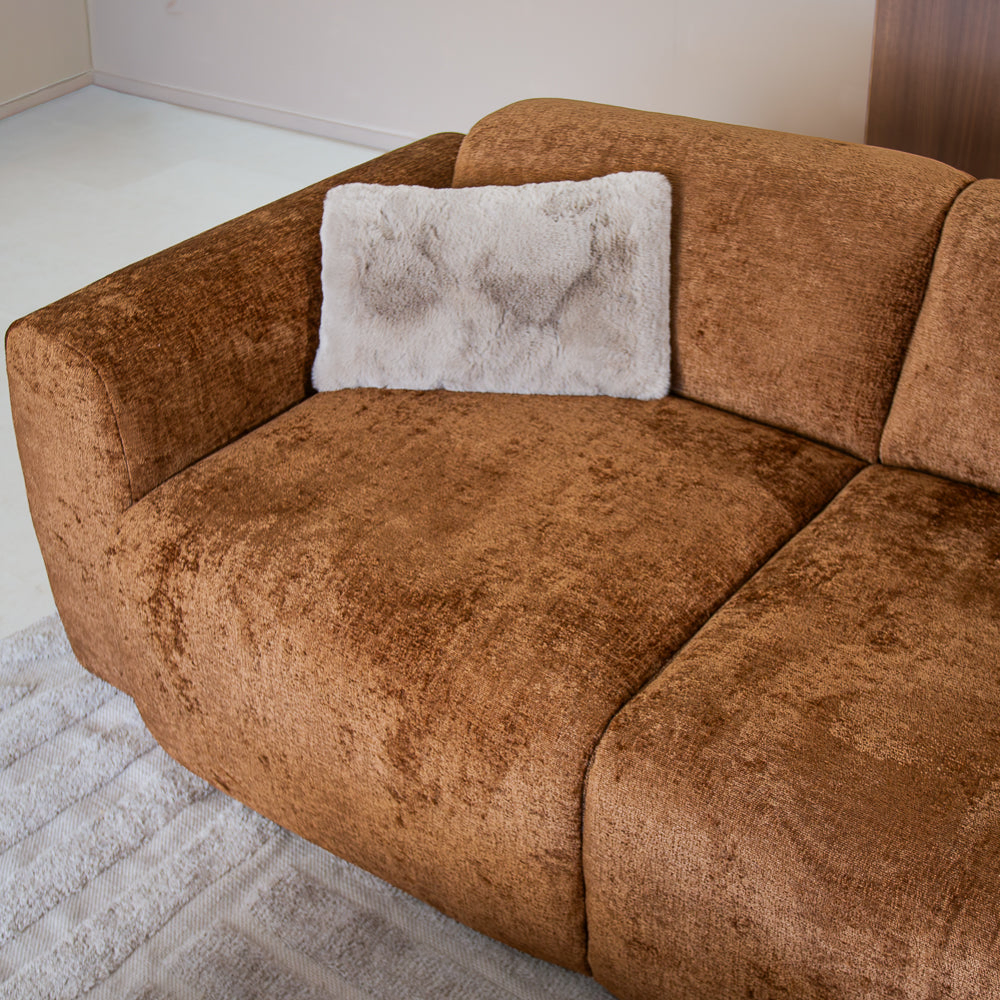 Corner sofa ocher chenille fabric - 292x169 cm - Shane - right