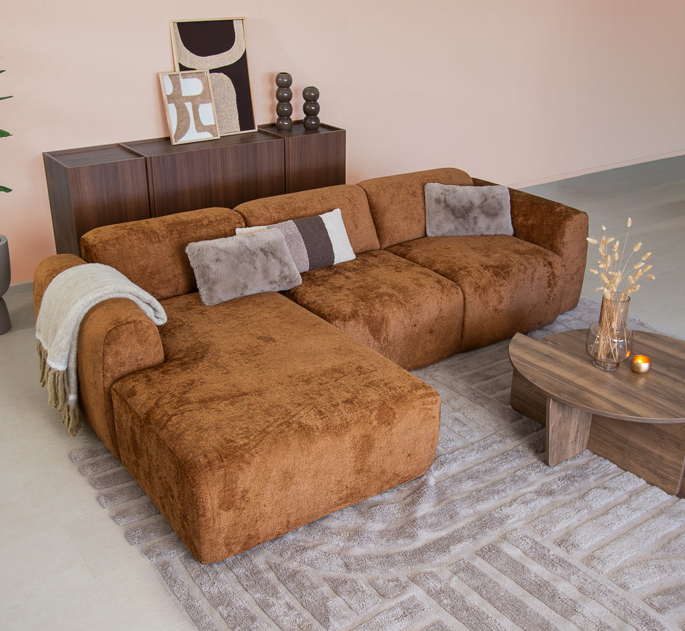 Corner sofa ocher chenille fabric - 292x169 cm - Shane - left