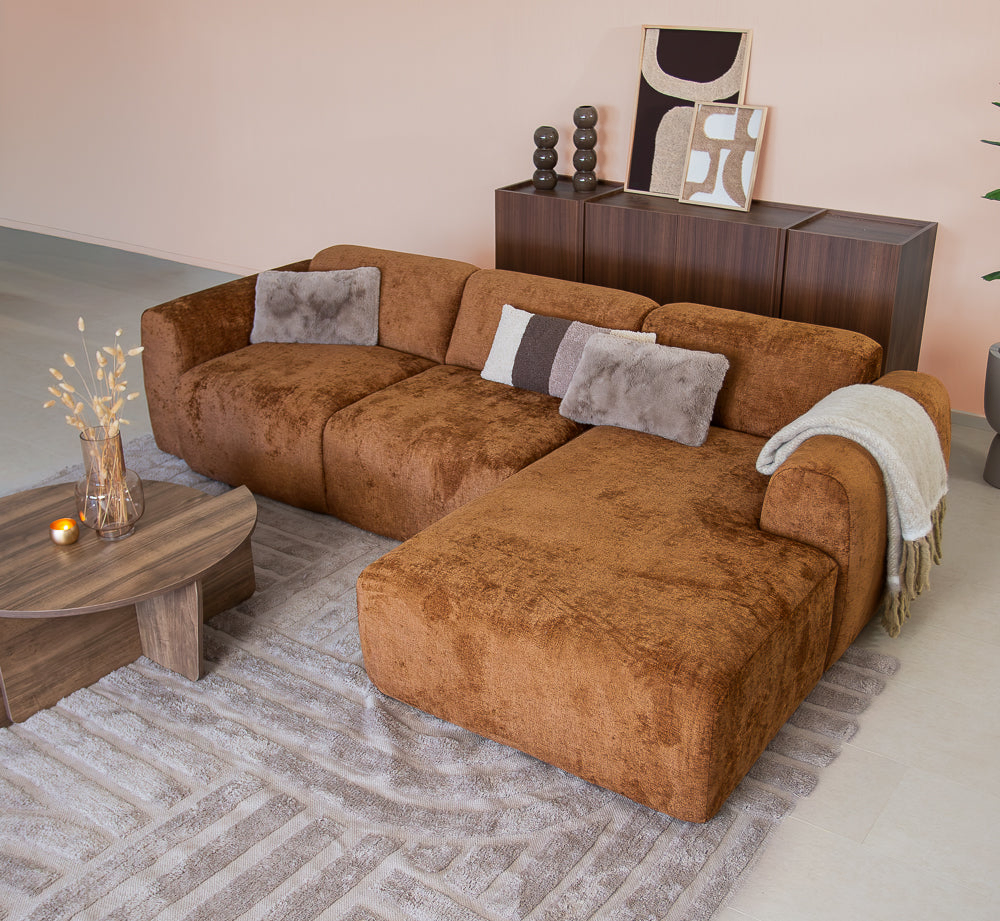 Corner sofa ocher chenille fabric - 292x169 cm - Shane - right