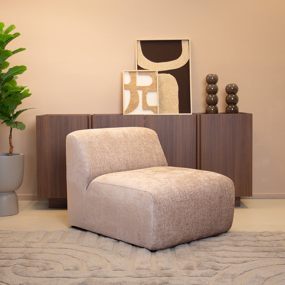 Fauteuil zand chenille stof Shane