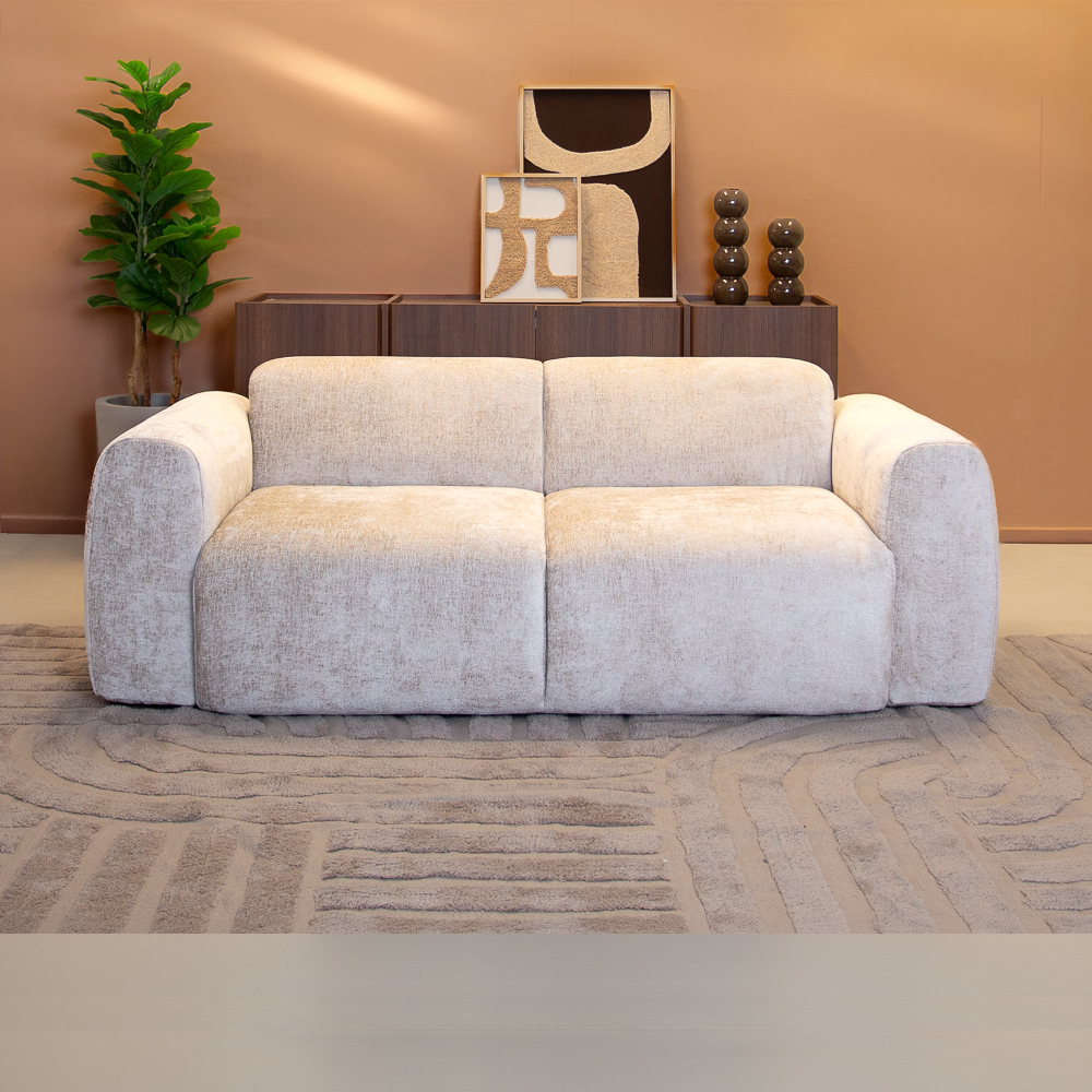 2-zits bank beige chenille stof - 195x85 cm - Shane