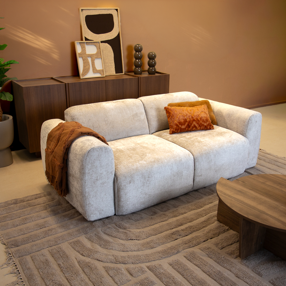 2-zits bank beige chenille stof - 195x85 cm - Shane