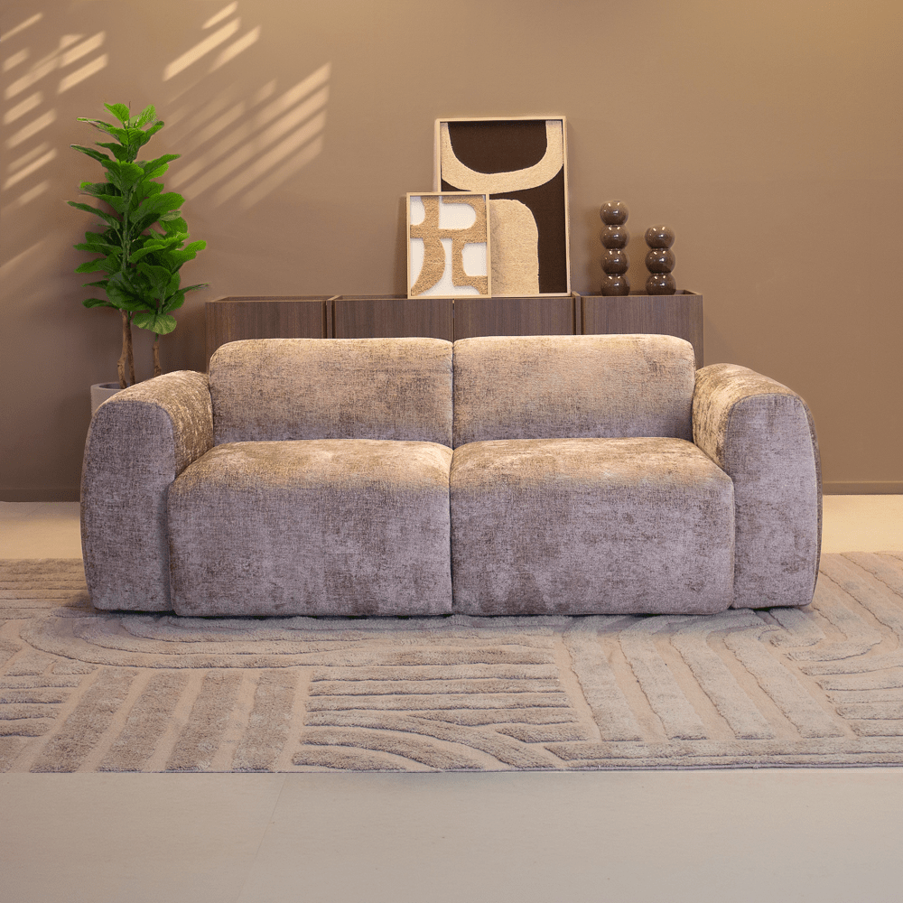 Banken-2-zits bank taupe chenille stof - 195x85 cm - Shane-Dimehouse