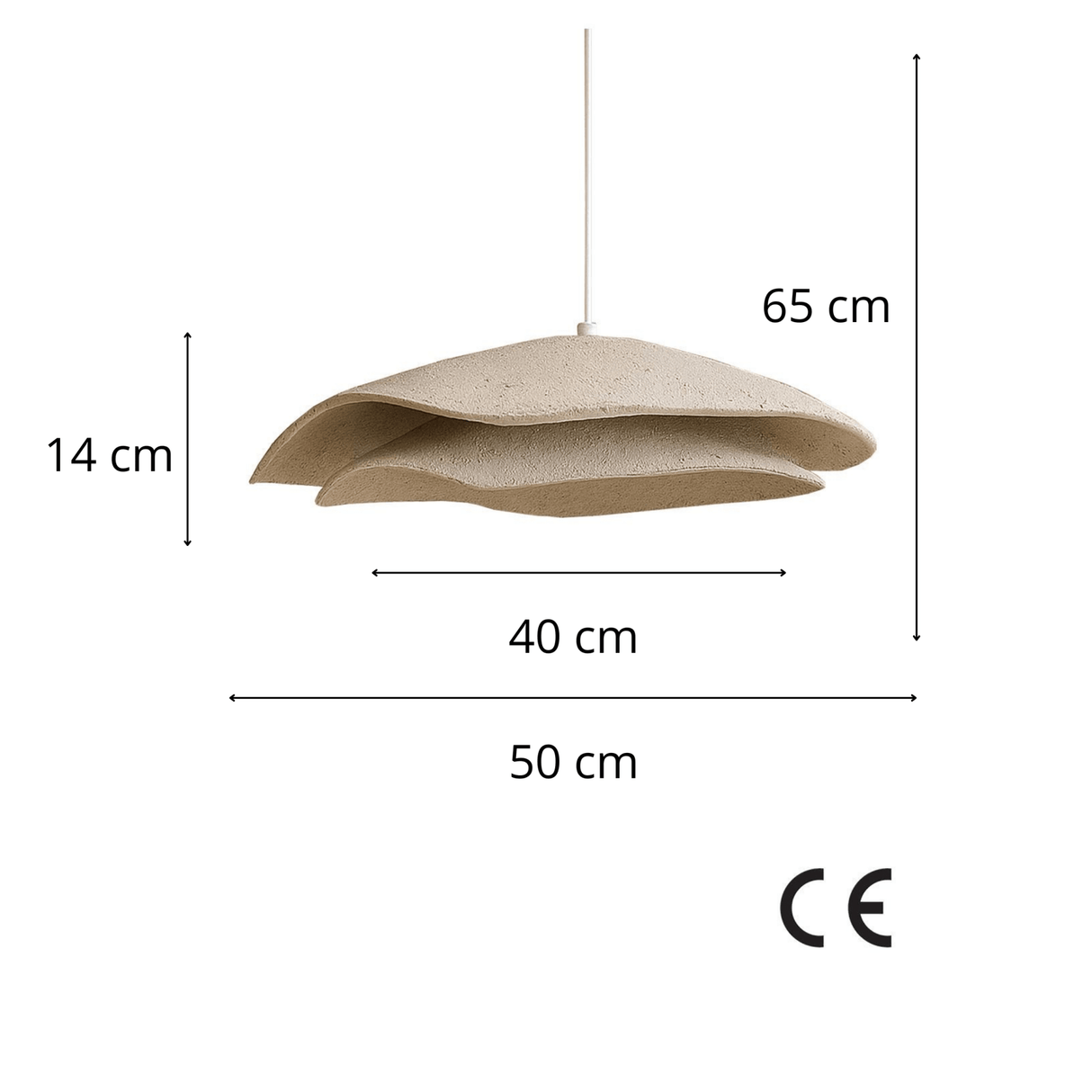 Hanglamp beige carbon betonnen kap - 40 en 50 cm - Flowing