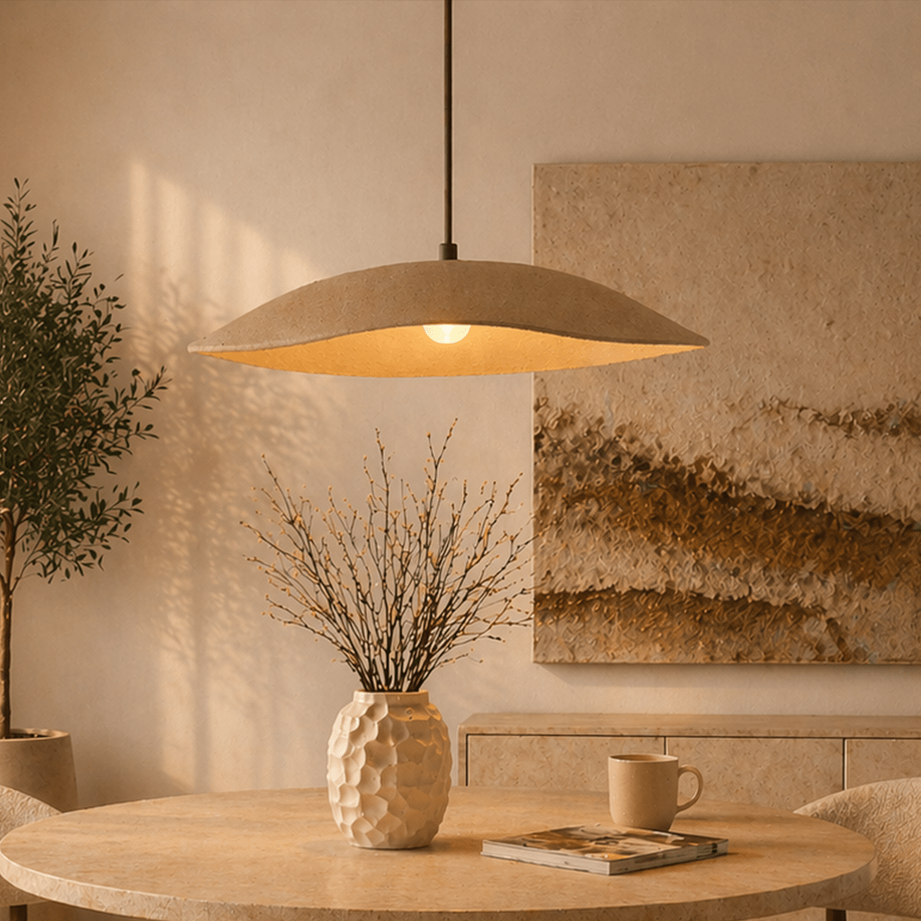Hanglamp beige carbon betonnen kap - robuust - 58 cm - Flowing