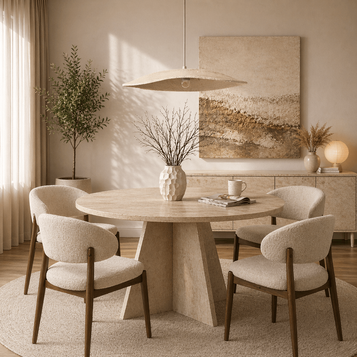 Hanglamp beige carbon betonnen kap - robuust - 58 cm - Flowing