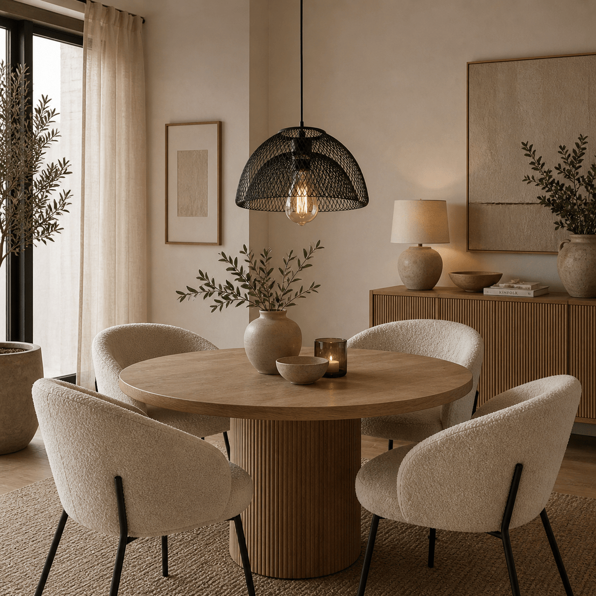 Hanging lamp black Metal - Mesh structure - 28 cm - 1-light - Hudson