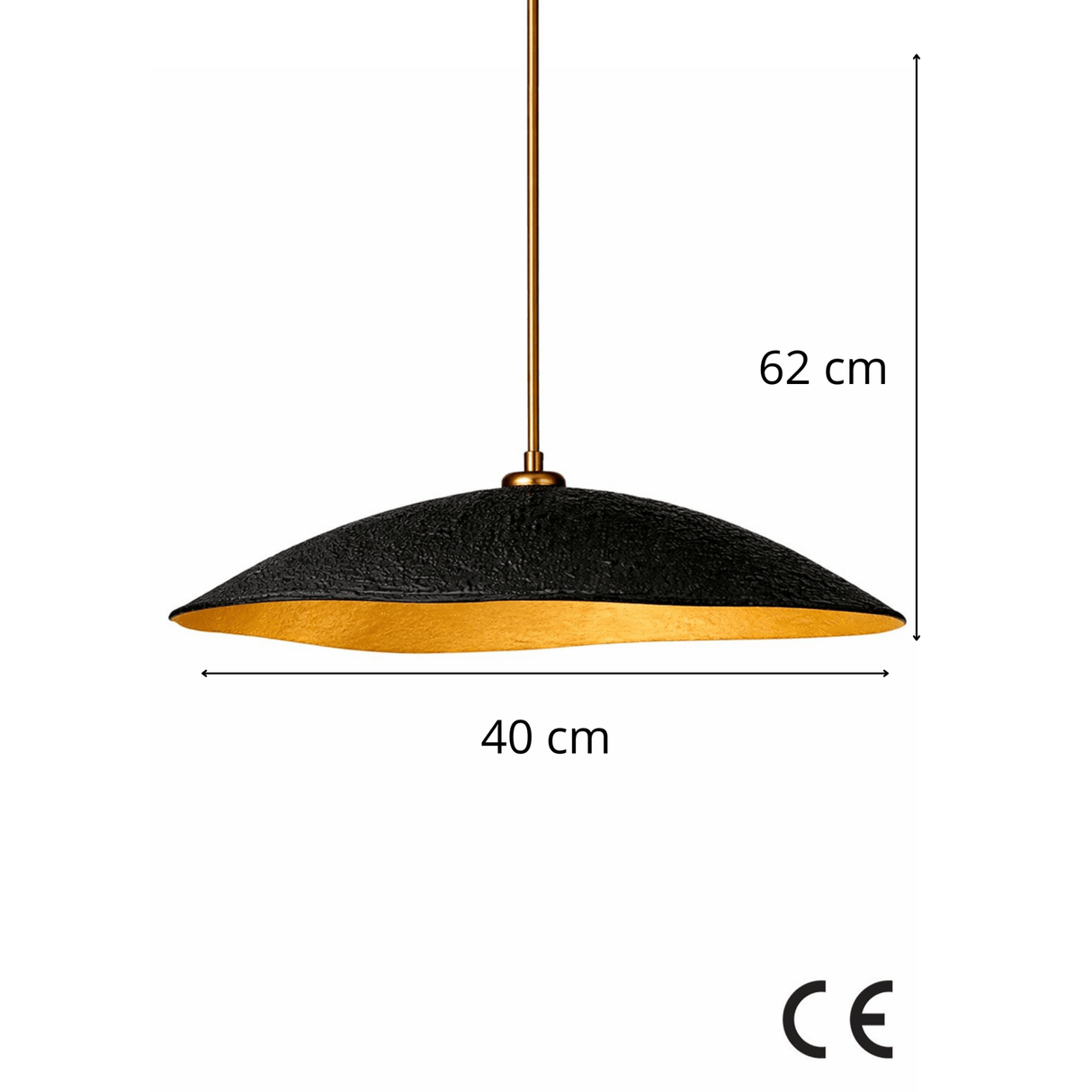 Hanglamp zwart met goud carbon betonnen kap - 40 cm - Flowing