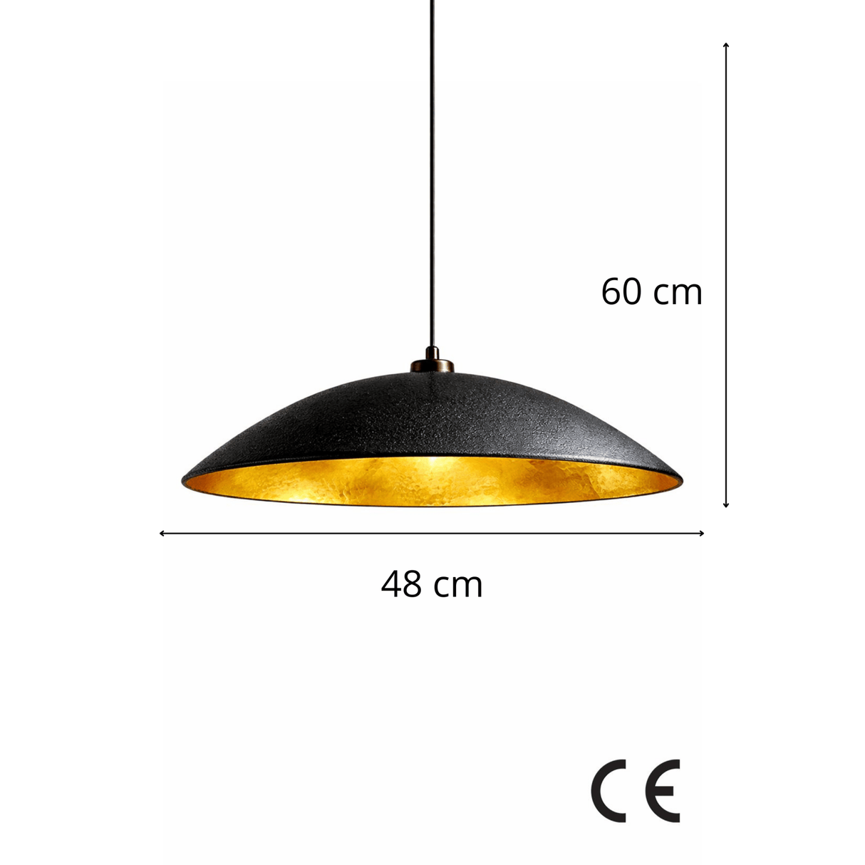Hanglampen - Hanglamp zwart met goud carbon betonnen kap - 48 cm - Flowing - Dimehouse