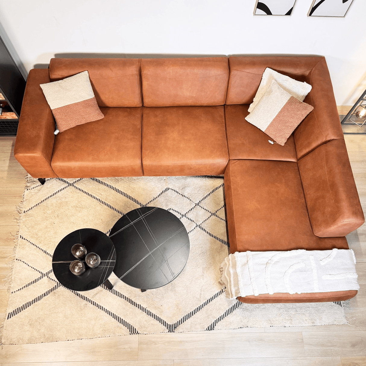 Banken - Hoekbank cognac robuust eco - leer Barin - rechts - Dimehouse