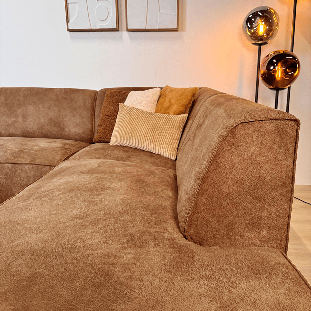 Industrial corner sofa cognac eco-leather Brisbane - right