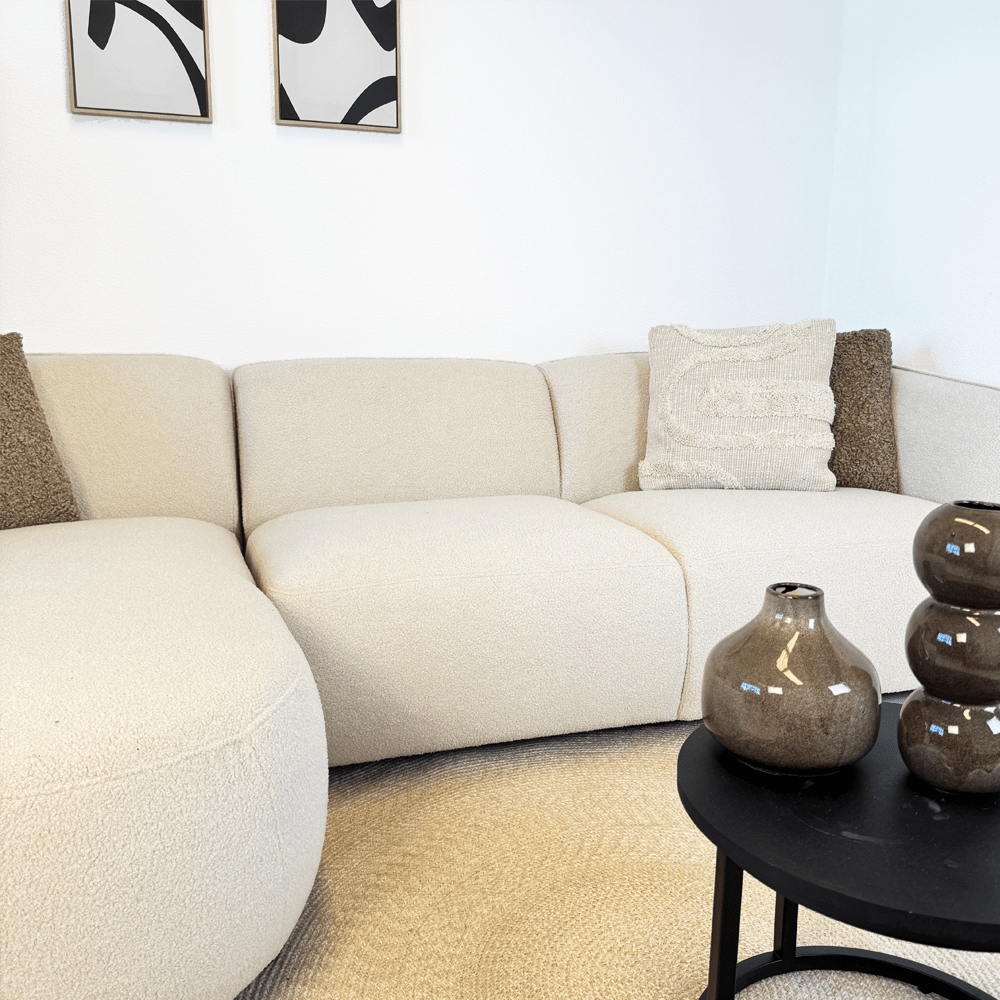 Corner sofa with organic shape crème curly Sophie - left