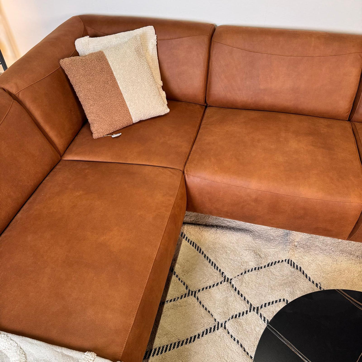 Banken - Hoekbank cognac robuust eco - leer Barin - rechts - Dimehouse
