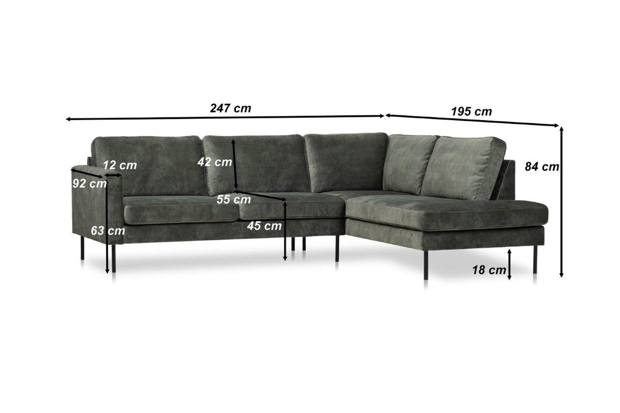 Anthracite velvet corner sofa Gaya - right