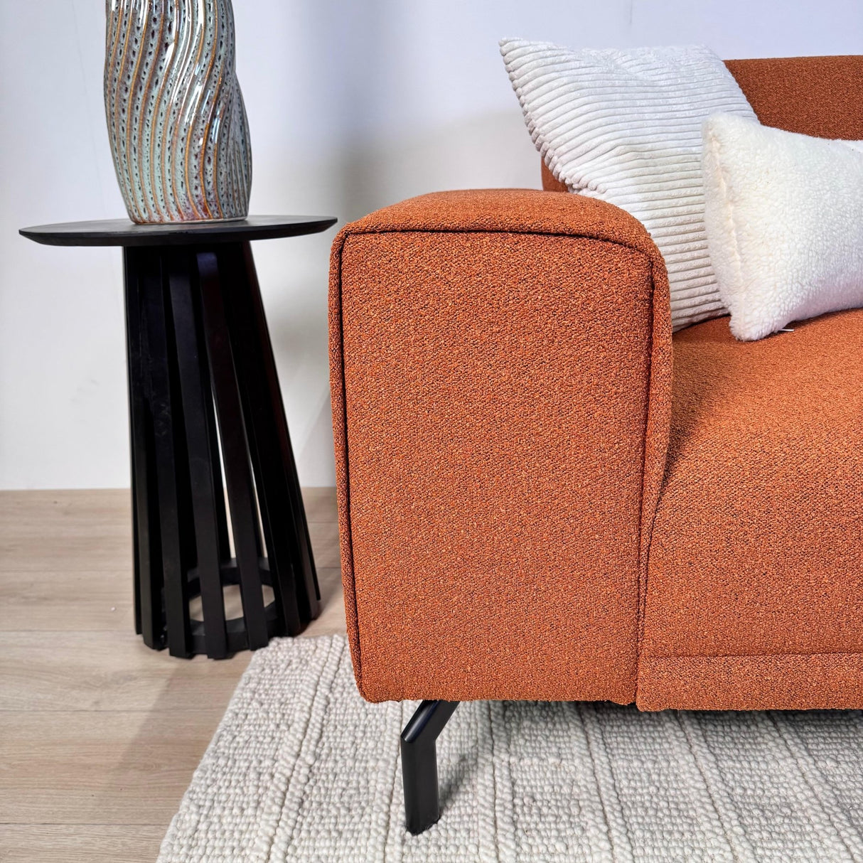 Corner sofa terracotta boucle fabric Maël - right