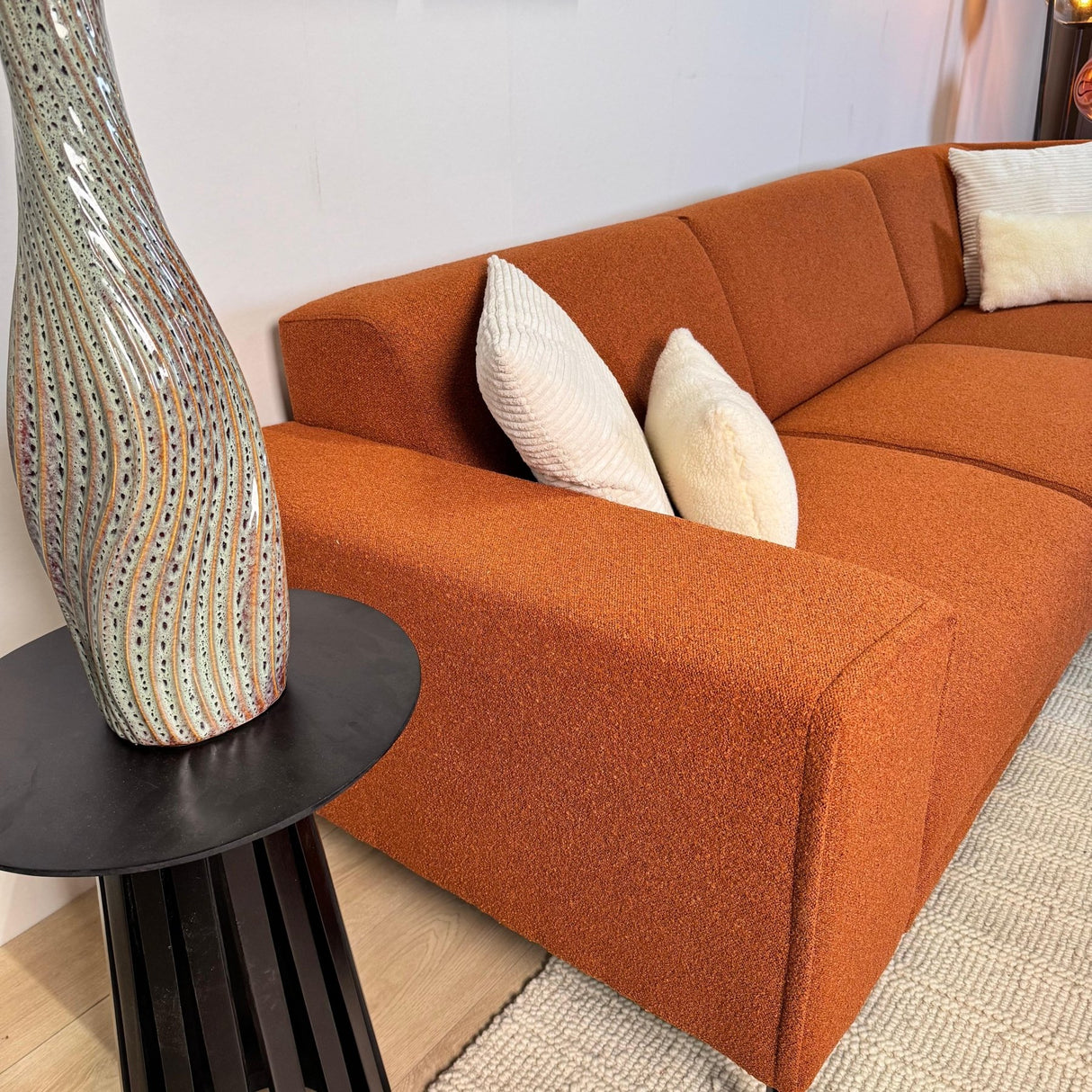 Corner sofa terracotta boucle fabric Maël - right