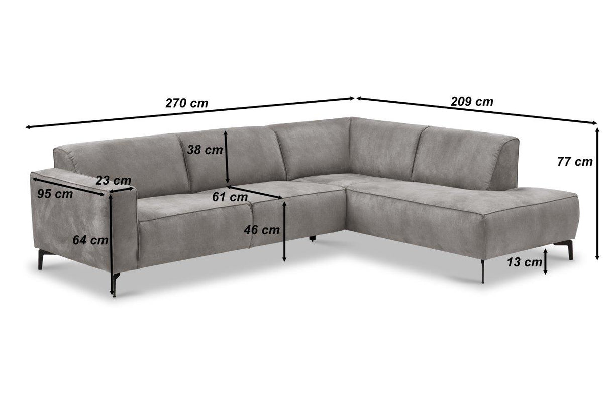 Industrial corner sofa anthracite eco-leather Brisbane - left