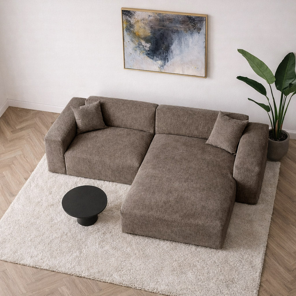 Corner sofa Wayne Chenille Taupe 260cm - Left & Right Mountable