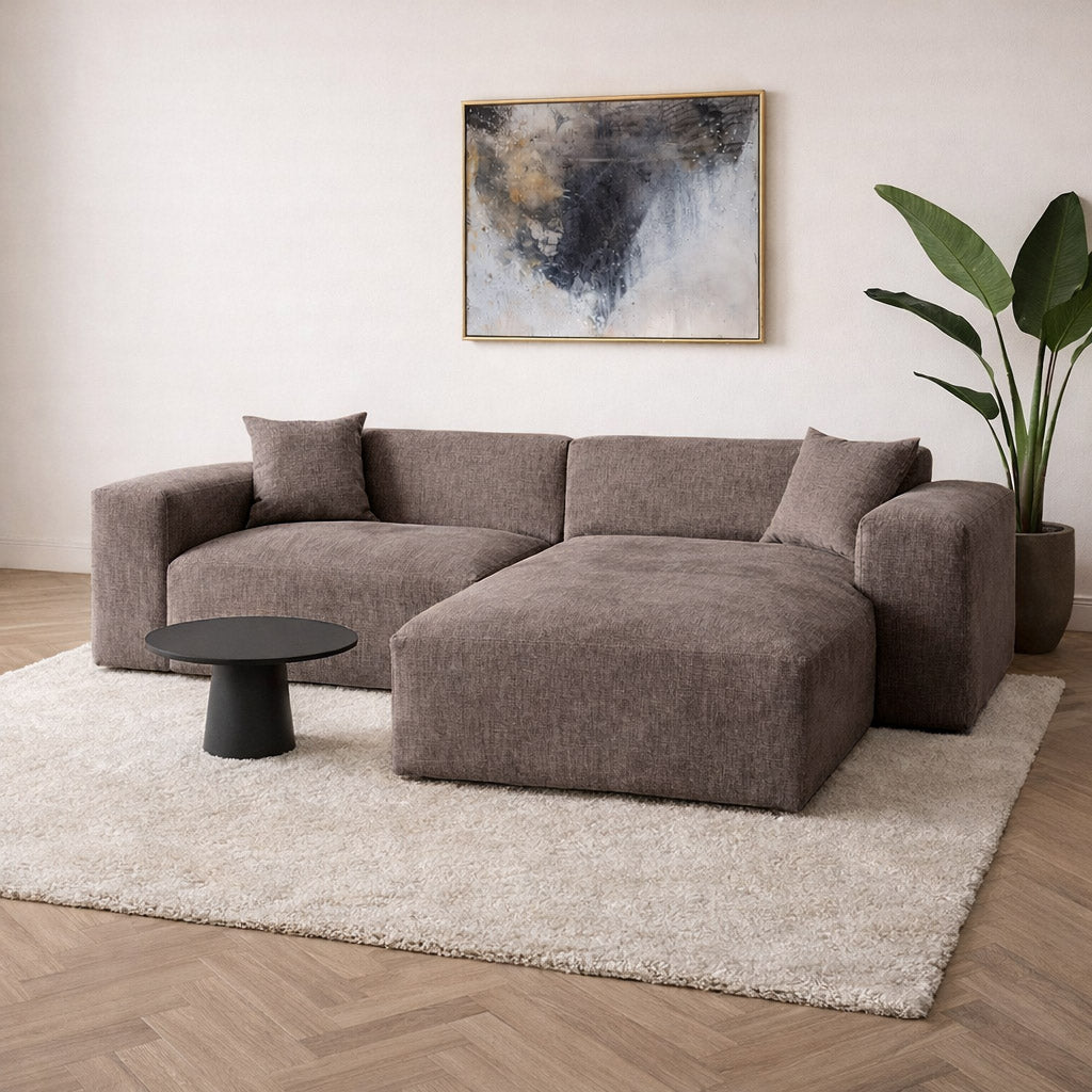 Corner sofa Wayne Chenille Taupe 260cm - Left & Right Mountable