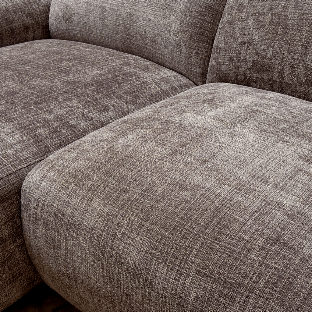 Banken - Hoekbank taupe chenille stof - 292x169 cm - Shane - links - Dimehouse