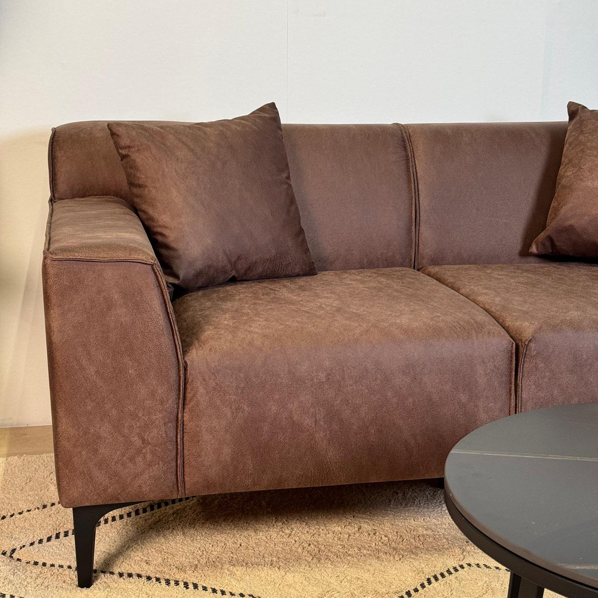 2.5-seater sofa brown microfiber fabric Davidson