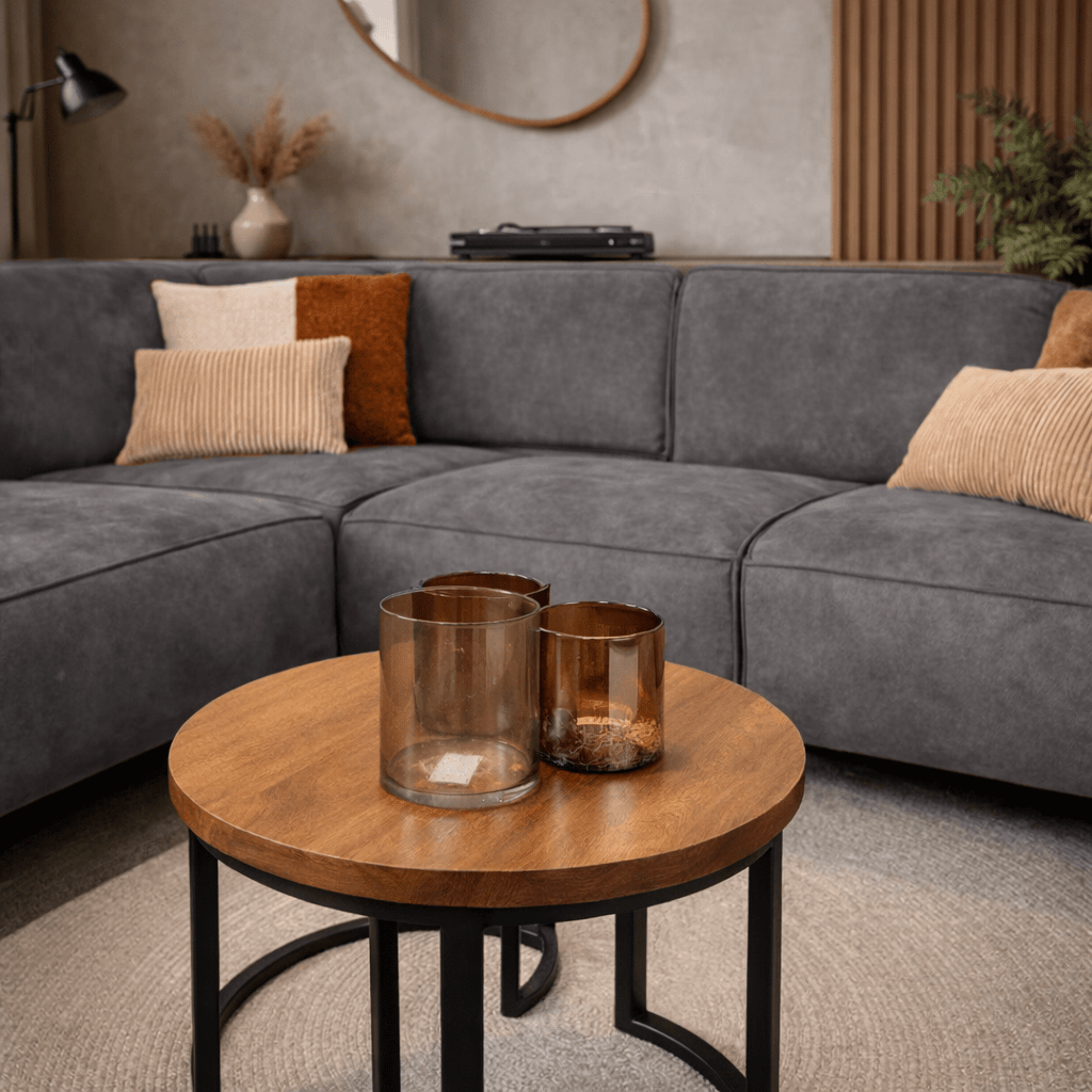 Industrial corner sofa anthracite eco-leather Brisbane - left