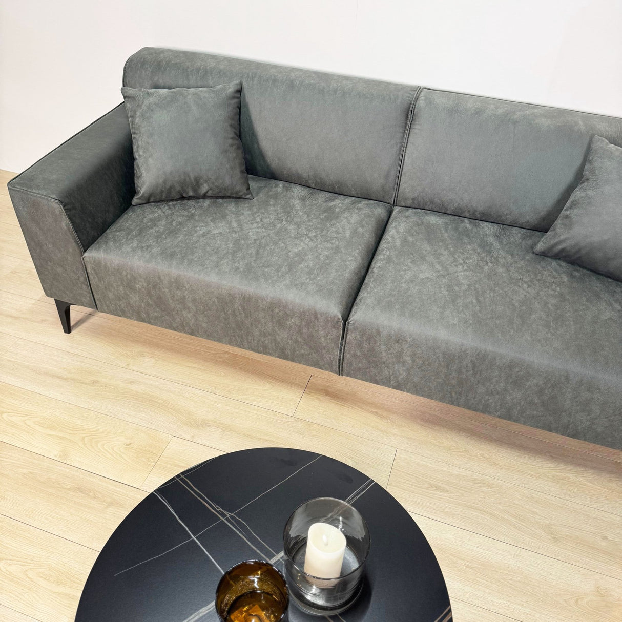 3-seater sofa green microfiber fabric Davidson