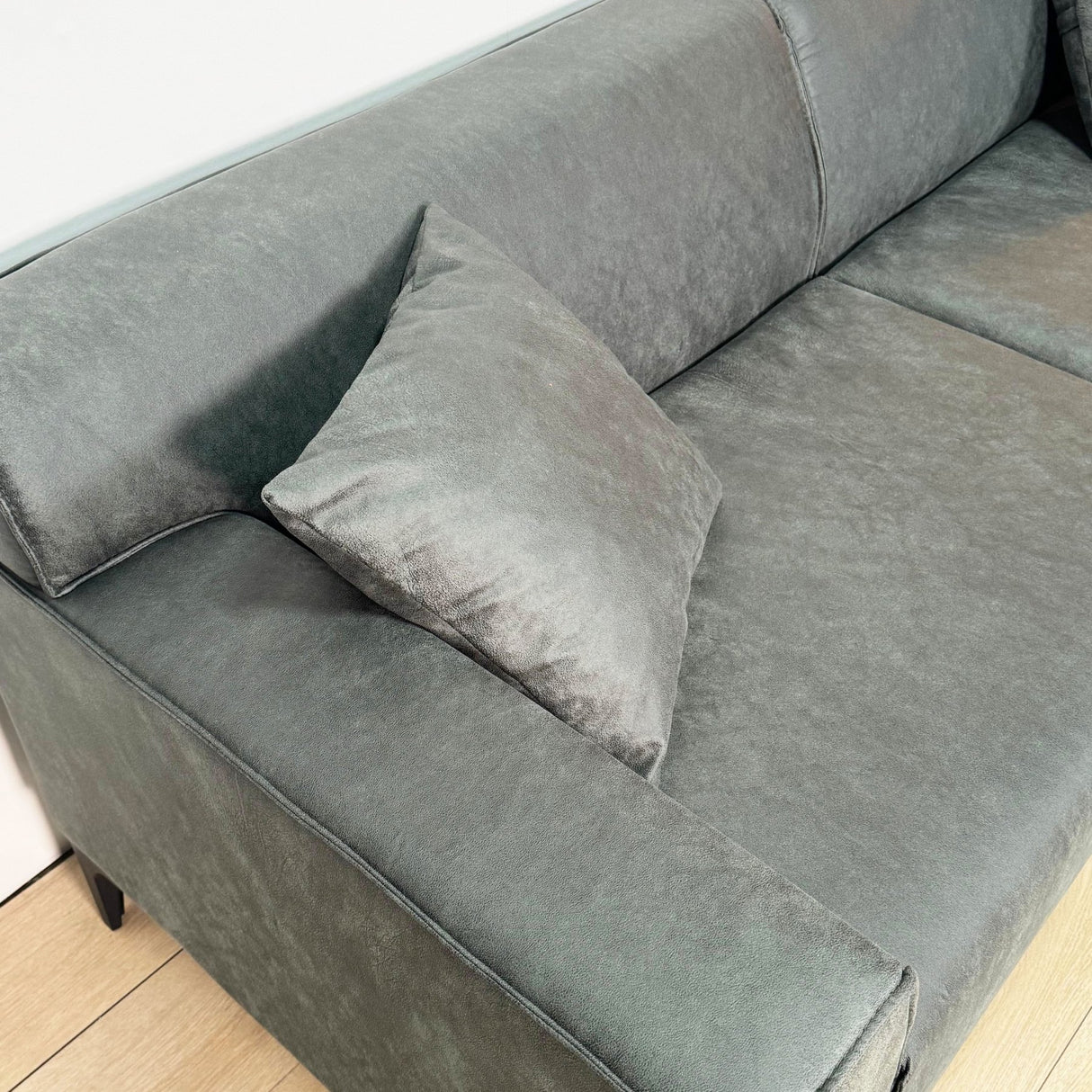 3-seater sofa green microfiber fabric Davidson