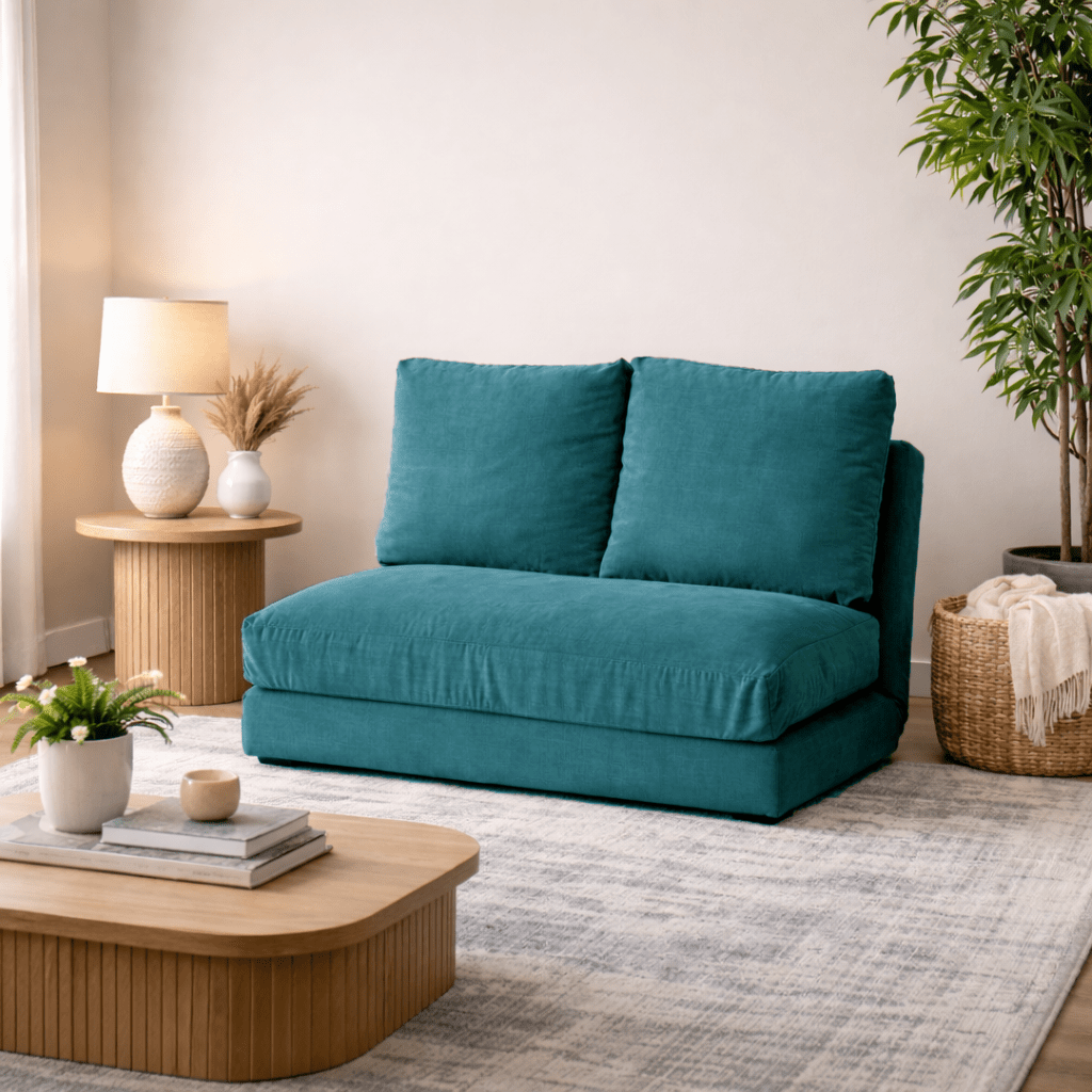 2-seater sofa bed taida petrol green