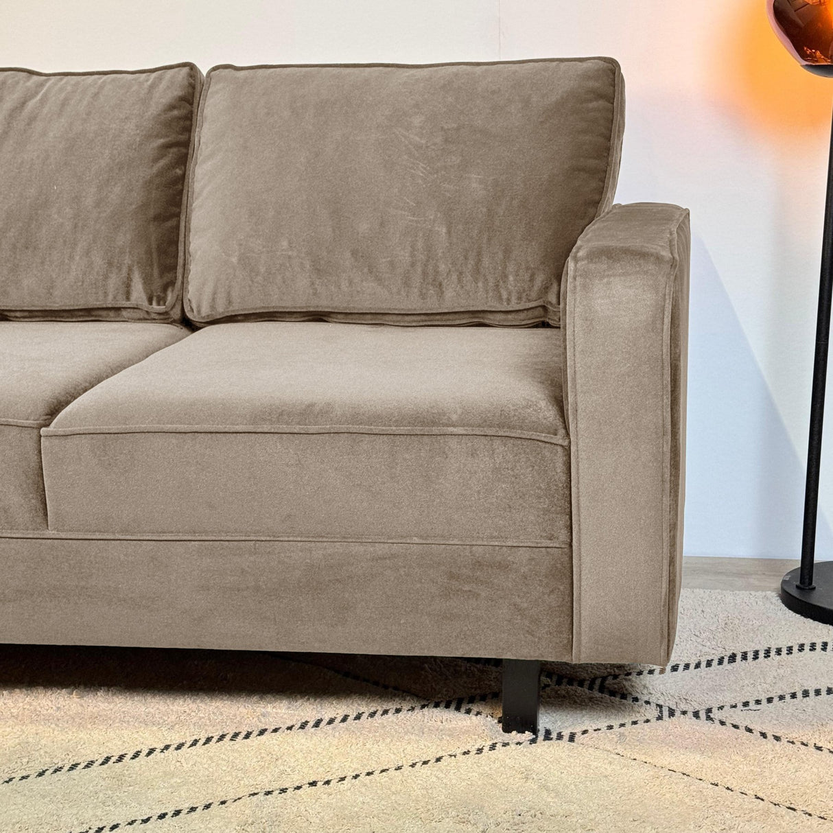 3-seater Sofa Kale Velvet Crème - comfortable loose cushions