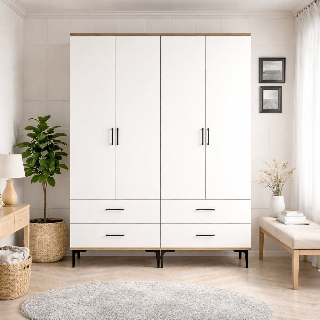 Wardrobe Kumsal TT Walnut White Melamine 160x47.5x201.4 cm