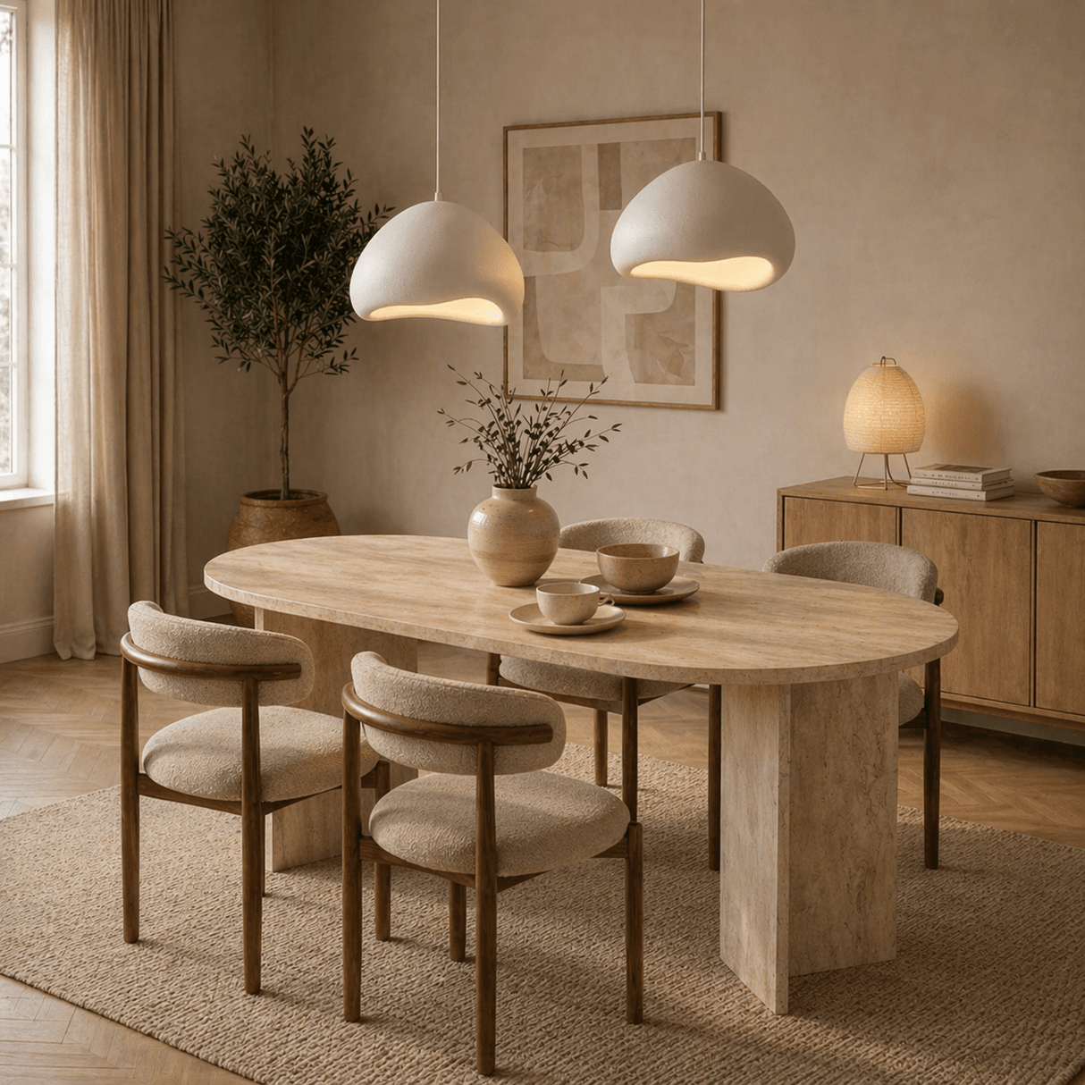 Luxe Hanglamp Wit Ø50 cm en Ø40 – Glasvezel kappen - Eleonora