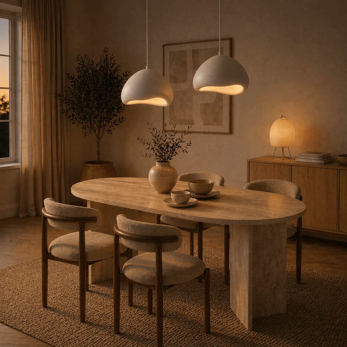 Luxe Hanglamp Wit Ø50 cm en Ø50 cm – Glasvezel kappen - Eleonora