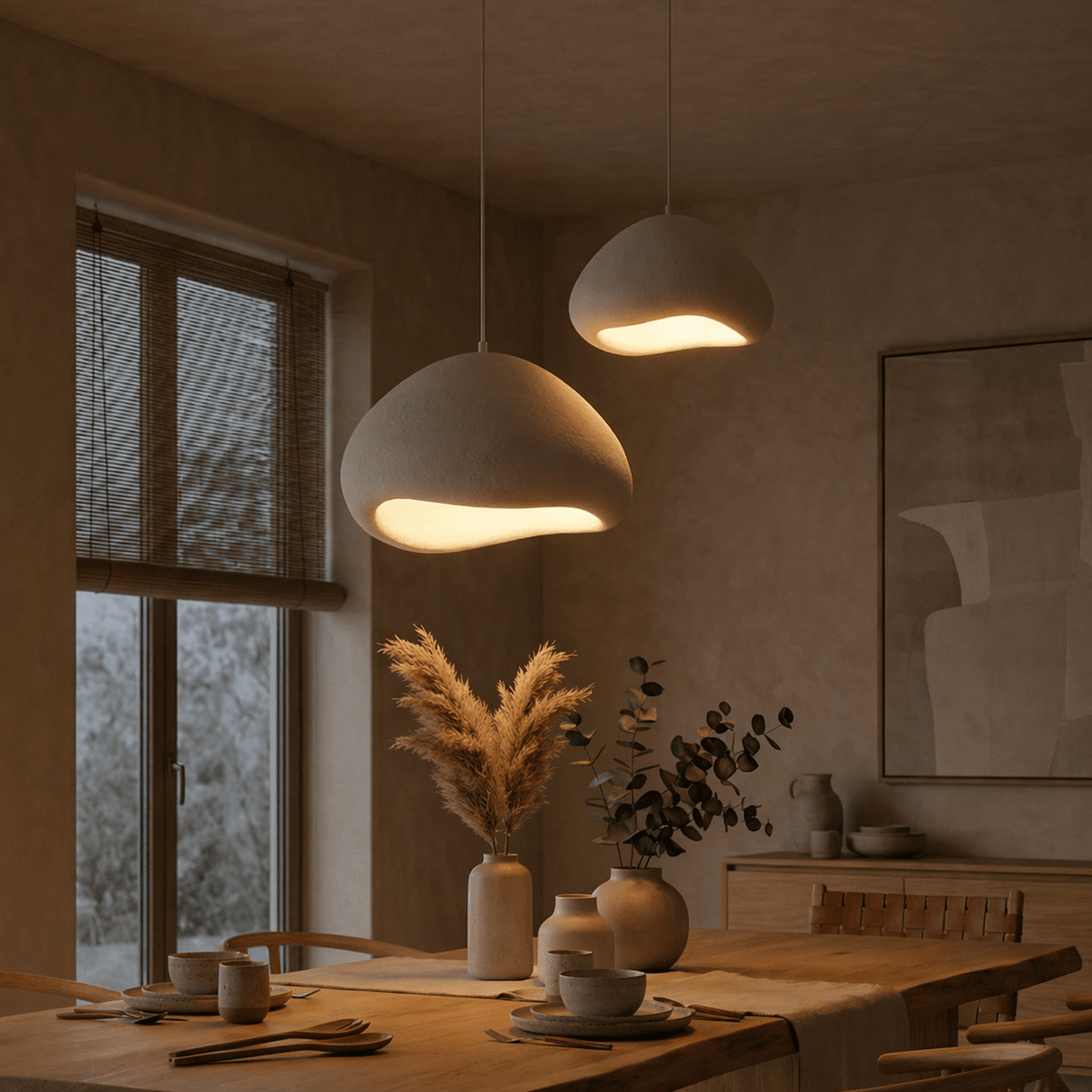 Luxe Hanglamp Wit Ø50 cm en Ø40 – Glasvezel kappen - Eleonora