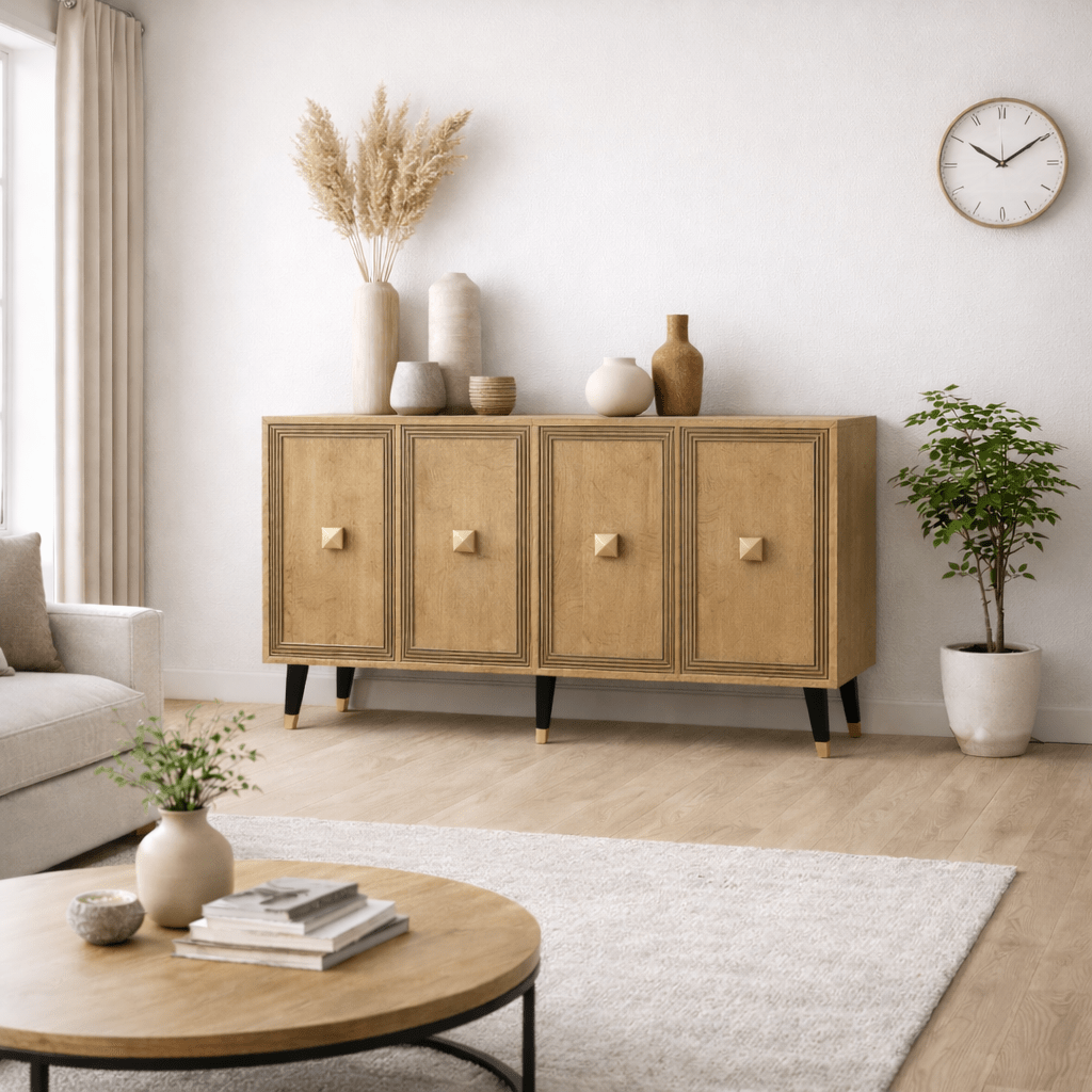 Modern Sideboard Ansel Sapphire Oak Look Melamine 120 cm