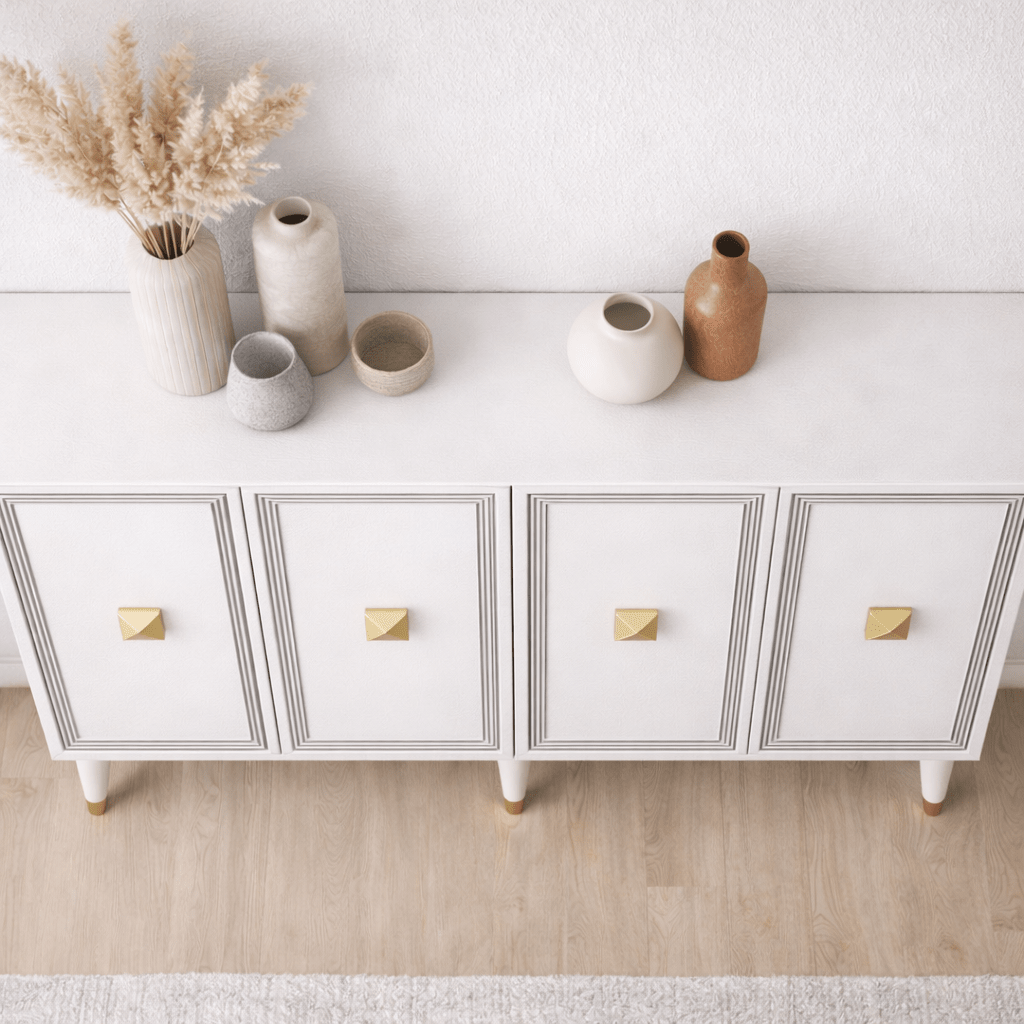 Modern Sideboard Ansel White–Gold Melamine 120 cm